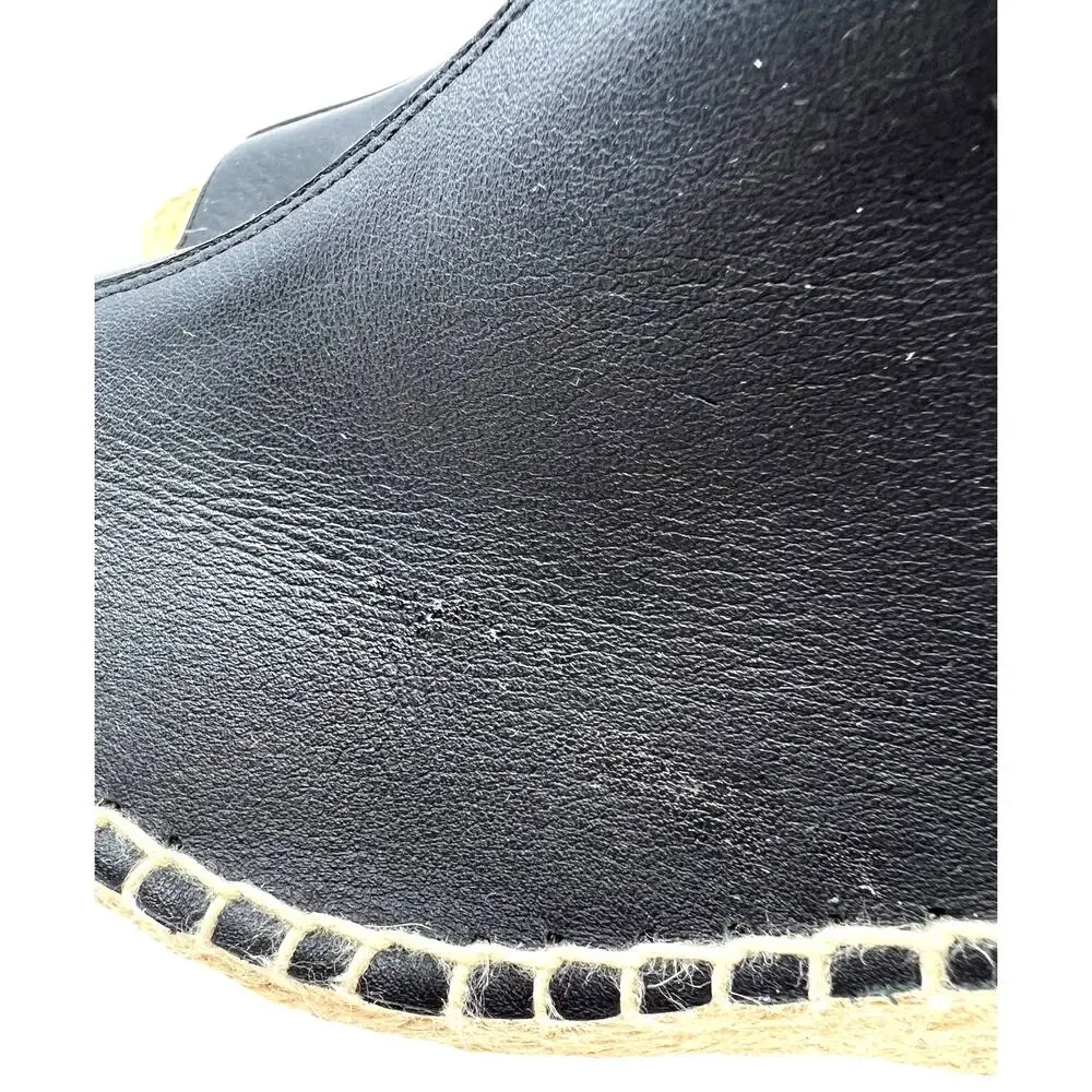 Vince Black Espadrille Wedge Sandals Peep Toe Ankle Strap Shoes Women’s 8M